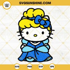 Hello Kitty Princess Cinderella SVG, Cute Cat Cinderella Princess SVG, Hello Kitty Disney SVG PNG DXF EPS