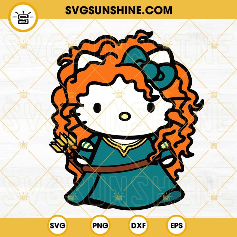 Hello Kitty Princess Merida SVG, Cute Kitty Cat Merida Princess SVG ...