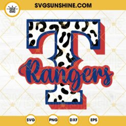 Texas Rangers Logo Leopard SVG, Rangers SVG, Texas Baseball Team SVG PNG DXF EPS Cricut