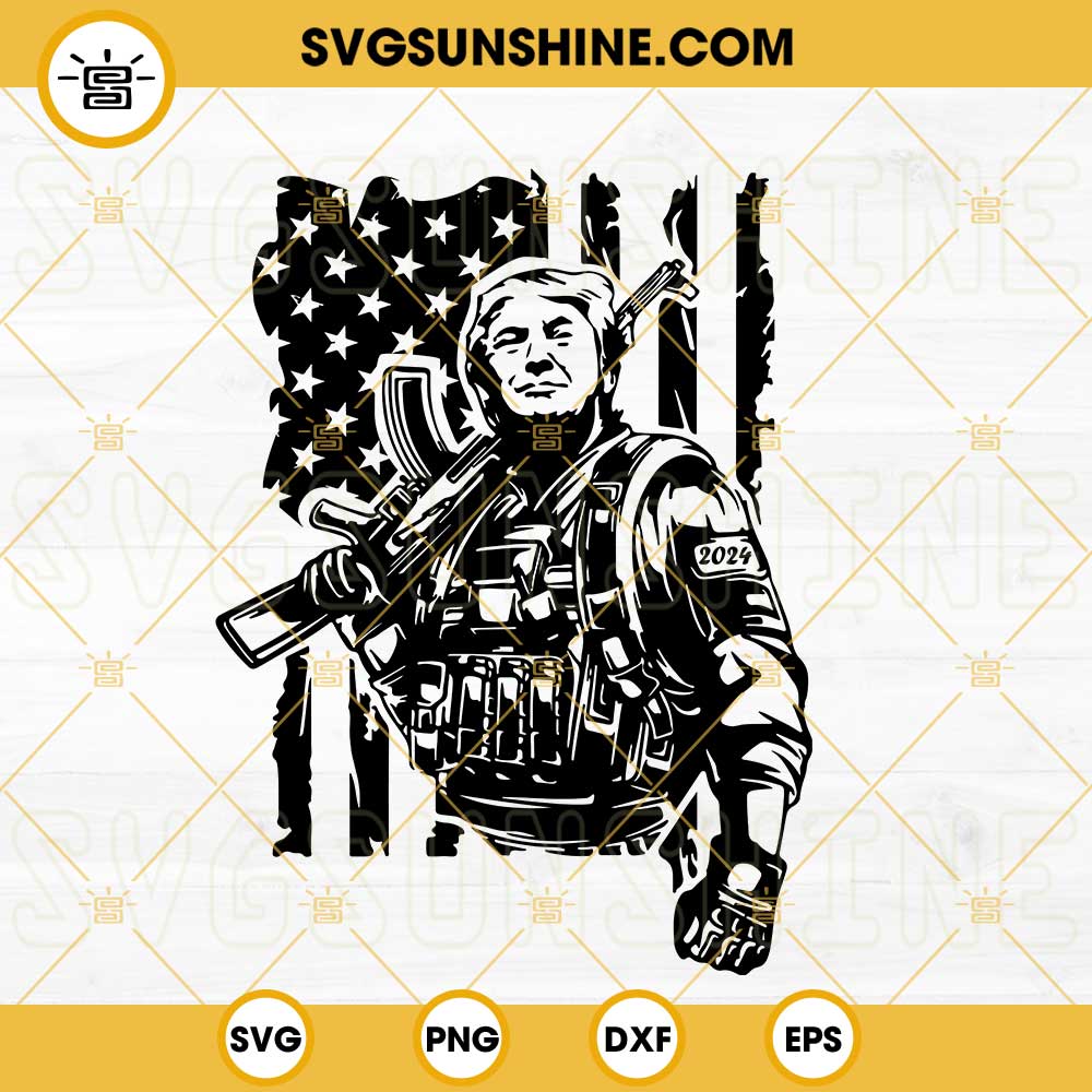 Trump Soldier American Flag SVG, Trump 2024 SVG, Make America Great Again SVG, Maga SVG, Republican SVG