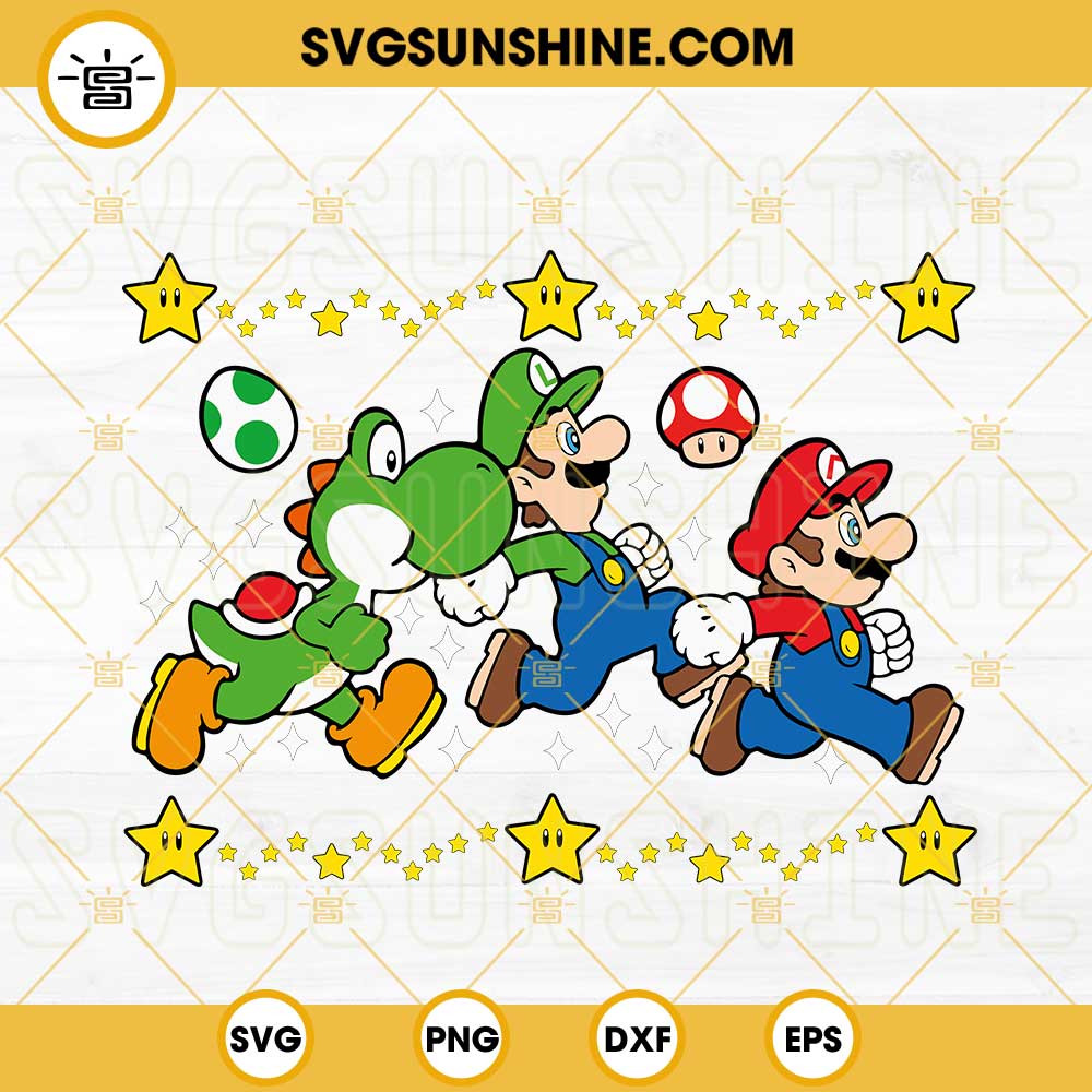 Mario Yoshi Luigi SVG, Super Mario Bros 2023 SVG PNG DXF EPS Cricut Files