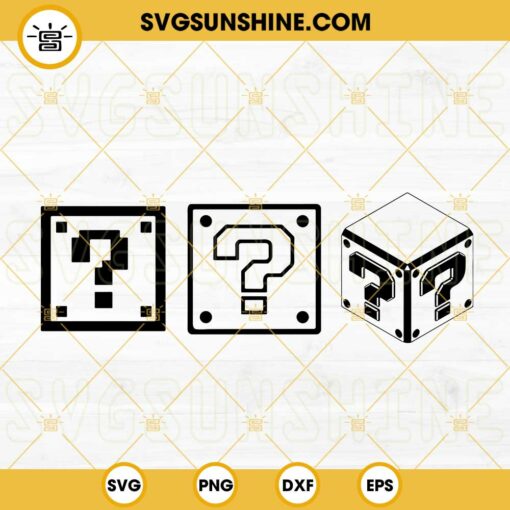 Mystery Box Mario SVG, Pixel Question Mark Block SVG, Super Mario SVG PNG DXF EPS