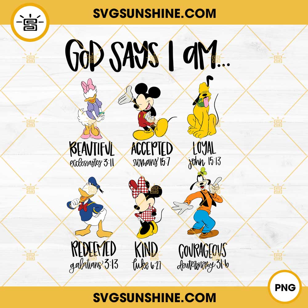 God Says That I Am Mickey Disney PNG, Mickey Disney Donald Duck PNG