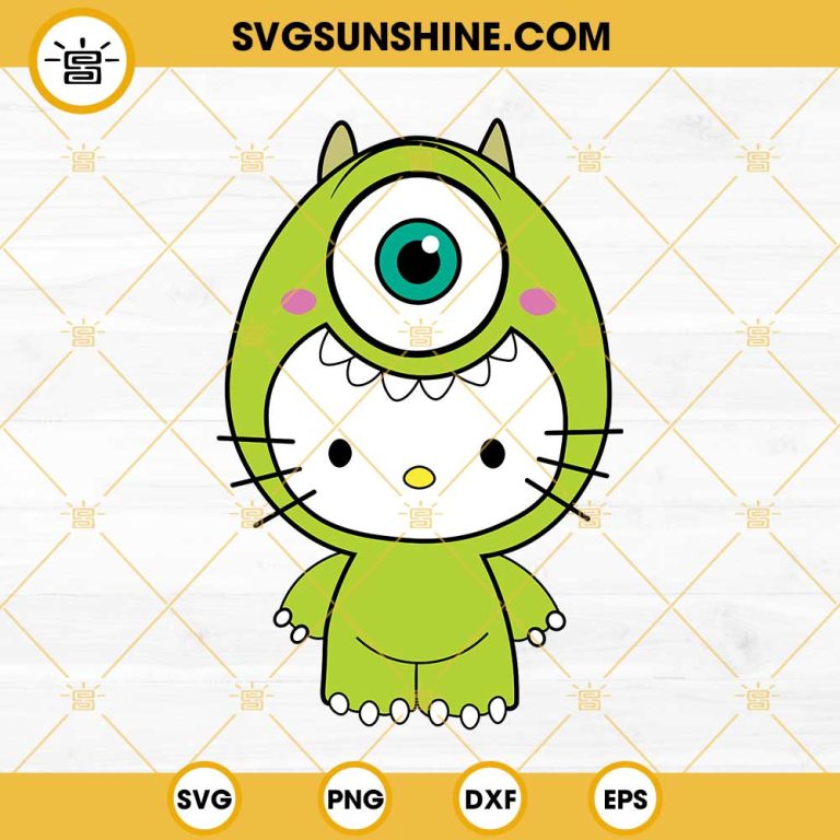 Hello Kitty Mike Wazowski SVG, Monsters Inc SVG PNG DXF EPS Cricut