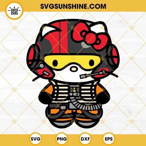 Hello Kitty Poe Dameron SVG, Kitty Star Wars SVG PNG DXF EPS Cricut