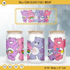 Care Bears 16oz Libbey Can Glass Wrap SVG, Cartoon Cup Wrap SVG PNG DXF EPS