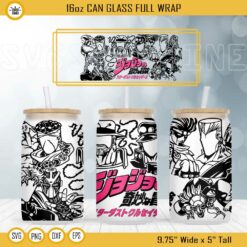 JoJo's Bizarre Adventure 16oz Libbey Can Glass Wrap SVG, Anime Cup Wrap SVG PNG DXF EPS