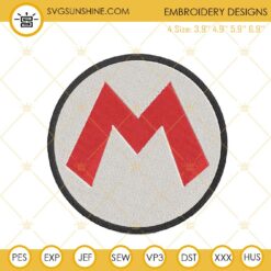 Super Mario M Logo Embroidery Designs, Super Mario Bros Machine Embroidery Files