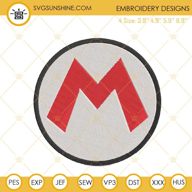 Super Mario M Logo Embroidery Designs, Super Mario Bros Machine ...