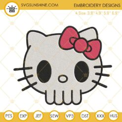 Cute Hello Kitty Skull Embroidery Designs, Funny Hello Kitty Halloween Embroidery Files