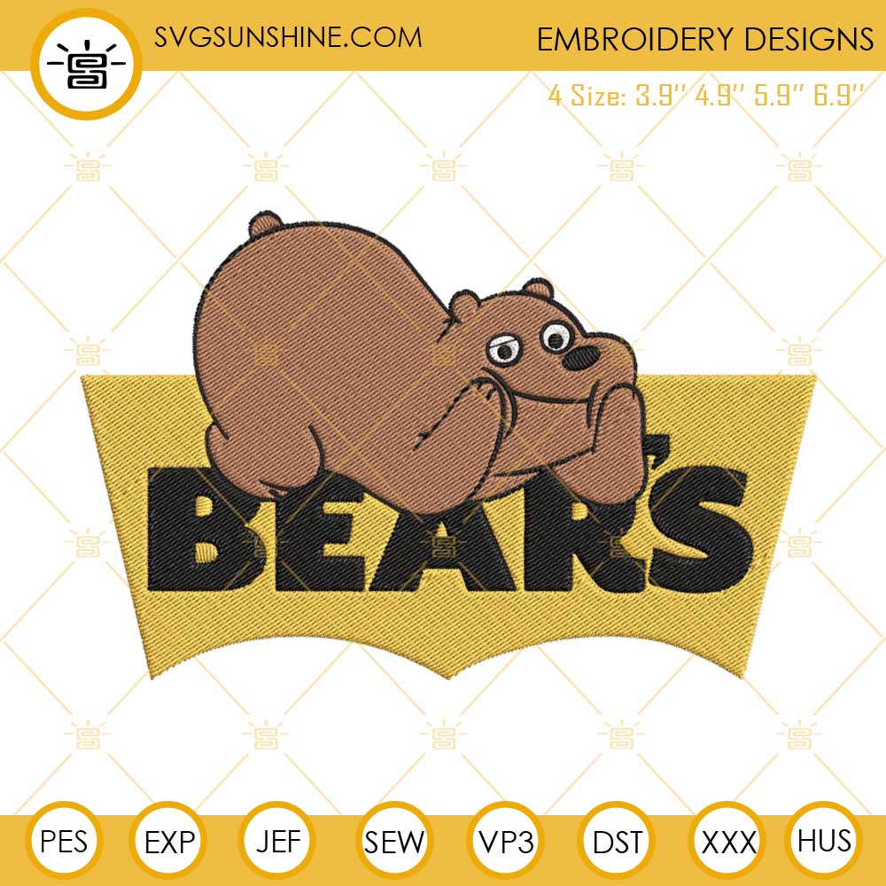 Grizz Bear Embroidery Designs, We Bare Bears Embroidery Files