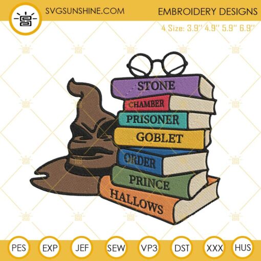 Harry Potter Books Embroidery Designs, Wizarding World Embroidery Files
