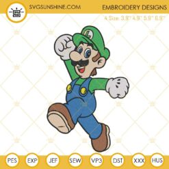 Luigi Embroidery Designs, Super Mario Bros Embroidery Files