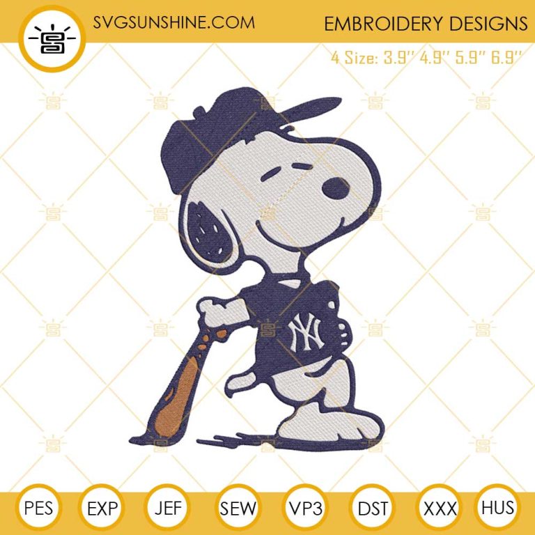 Snoopy New York Yankees Embroidery Designs, Snoopy Baseball Team