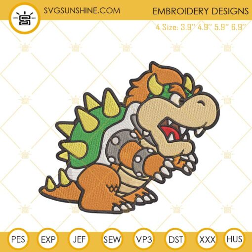 Super Mario Bowser Embroidery Designs, King Koopa Embroidery Files