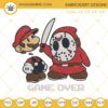 Jason Voorhees And Mario Game Over Embroidery Files, Super Mario Halloween Embroidery Designs