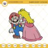 Mario And Princess Peach Kiss Embroidery Files, Super Mario Couple Embroidery Designs
