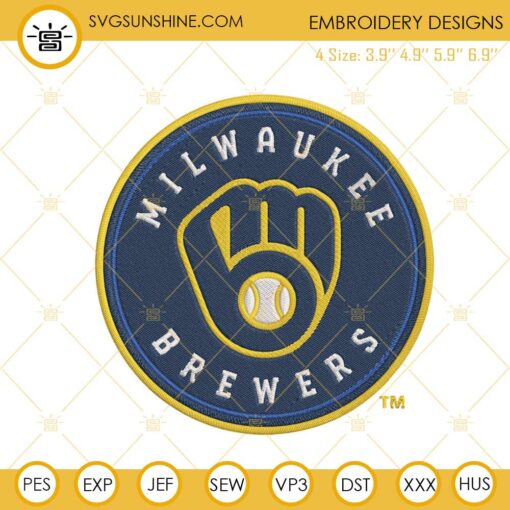 Milwaukee Brewers Logo Embroidery Files, MLB Team Embroidery Designs