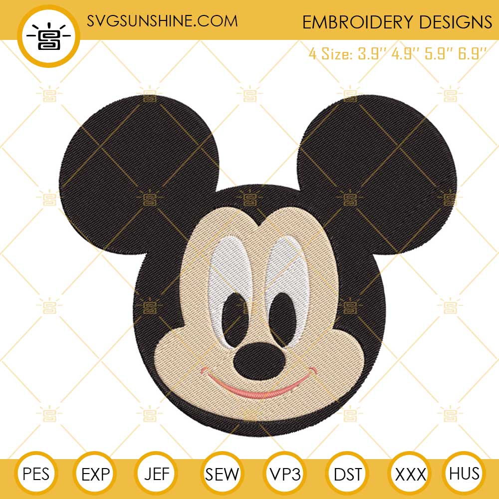 Baby Mickey Face Embroidery Designs, Cute Disney Mouse Embroidery Files