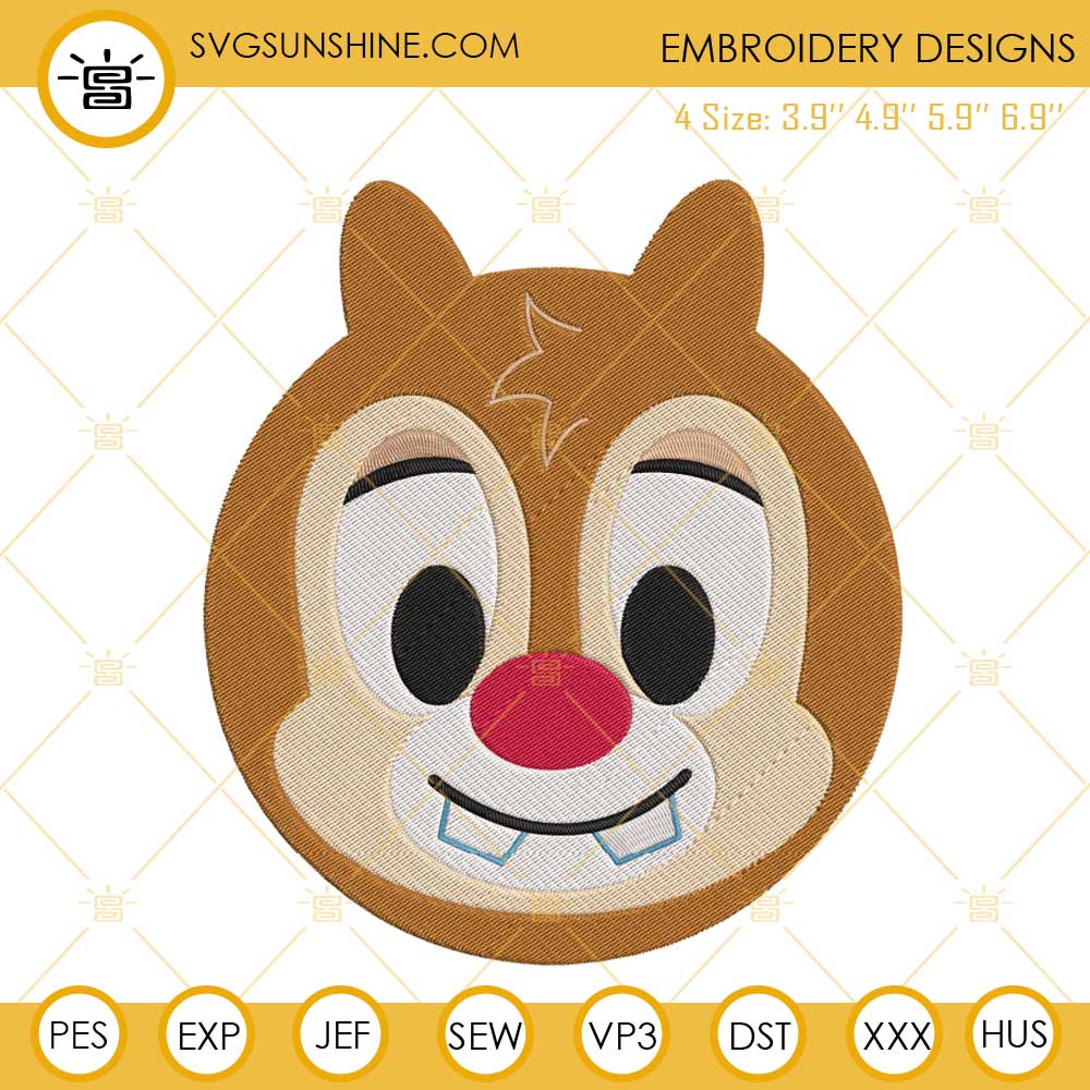 Disney Dale Face Embroidery Designs, Chip And Dale Cartoon Embroidery Files