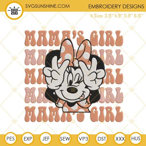 Mama's Girl Minnie Embroidery Designs, Disney Mom Embroidery Files