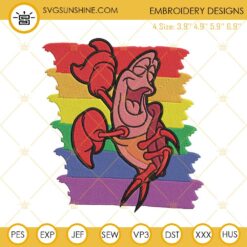 Sebastian Disney Embroidery Designs, The Little Mermaid Crab Embroidery Files
