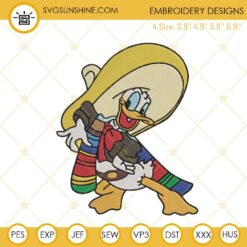 Donald Duck Sombrero Hat Embroidery Design, Disney Cinco De Mayo Machine Embroidery File
