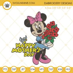 Minnie Mouse Happy Mother's Day Embroidery Design, Disney Mom Machine Embroidery File