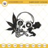 Skull Smoking Joint Embroidery Designs, Smoking Marijuana Embroidery Files