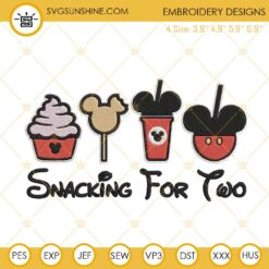 Snacking For Two Disney Embroidery Design, Family Vacation Machine Embroidery File
