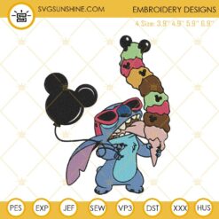 Stitch Ice Cream Embroidery Design, Disney Vacation Embroidery Files