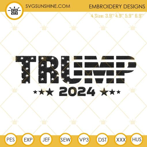 Trump 2024 US Flag Embroidery Designs, Take America Back Embroidery Files