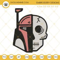 Boba Fett Helmet Skull Embroidery Designs, Star Wars Embroidery Files