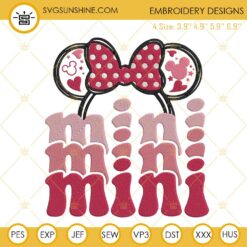 Mini Minnie Mouse Ears Embroidery Files, Disney Mom Life Embroidery Designs