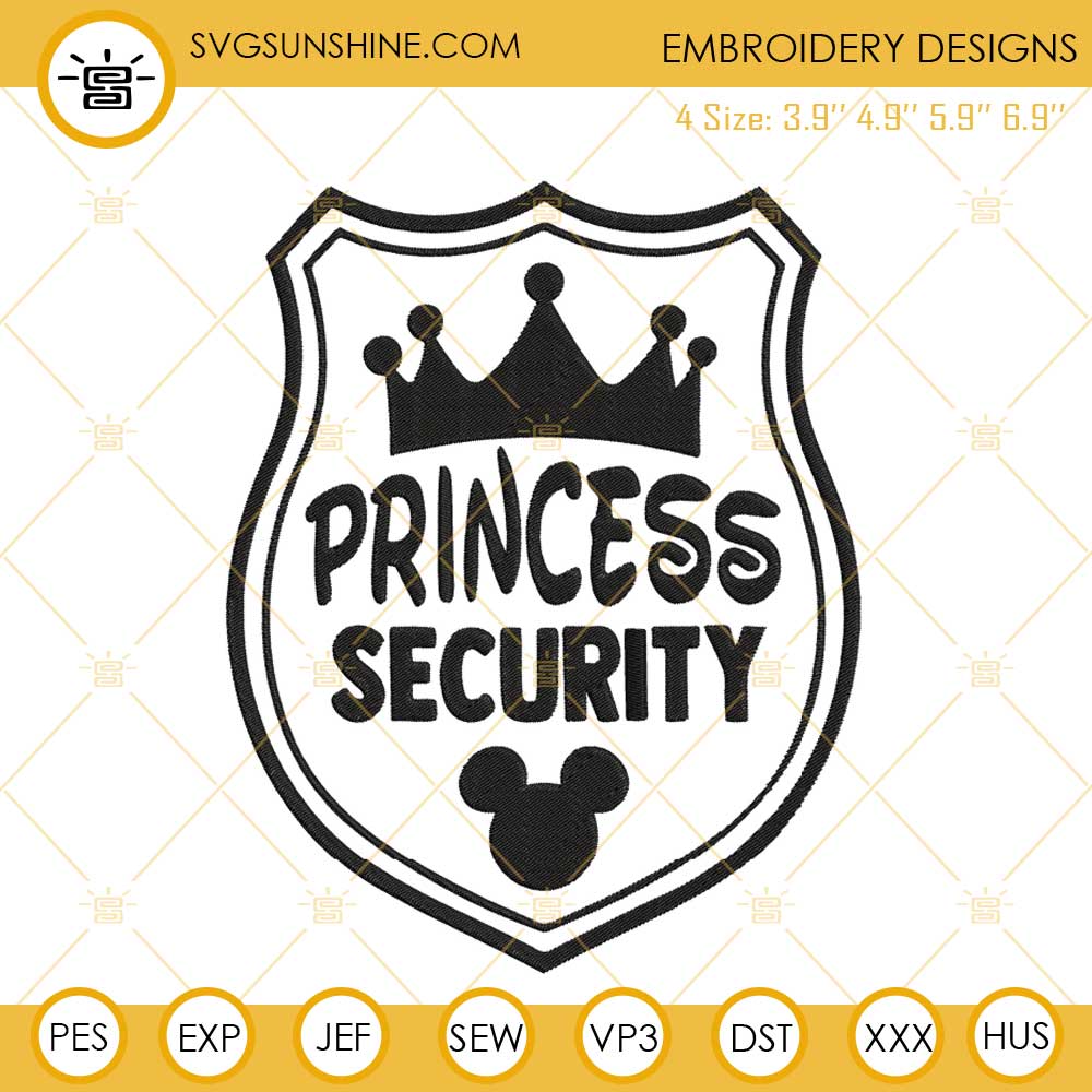 Princess Security Disney Embroidery Files, Family Vacation Embroidery Designs
