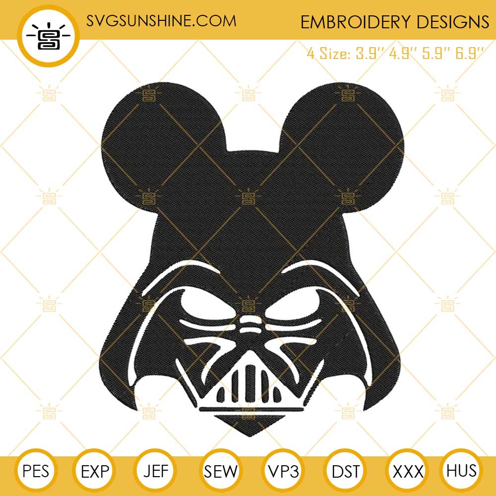 Darth Vader Mickey Ears Machine Embroidery Designs, Star Wars Disney Mouse Embroidery Files