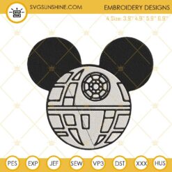 Death Star Mickey Ears Embroidery Designs, Star Wars Disney Embroidery Files