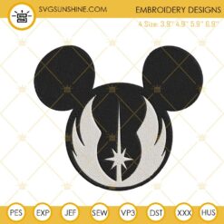 Jedi Symbol Mickey Head Machine Embroidery Designs, Star Wars Disney Embroidery Files