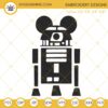 R2D2 Robot Mickey Mouse Ears Embroidery Designs, Star Wars Disney Embroidery Files