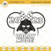 Vacay Mode 2023 Disney Darth Vader Minnie Embroidery Designs, Disney Star Wars Trip 2023 Embroidery Files