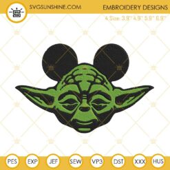 Yoda Mickey Ears Machine Embroidery Designs, Disney Mouse Jedi Master Star Wars Embroidery Files