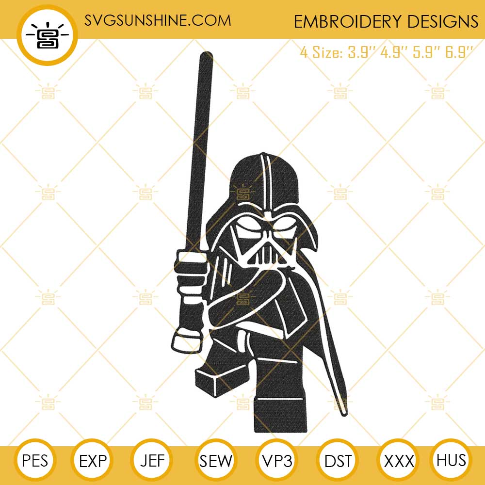 Darth Vader Lego Embroidery Design, Cute Star Wars Toy Embroidery File