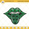 Sexy Lips Tongue Weed Embroidery Design, Marijuana Leaf 420 Embroidery File