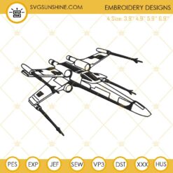 X Wing Starfighter Embroidery Design, Star Wars Spaceship Embroidery File