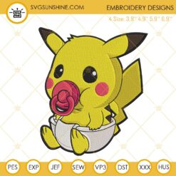 Baby Pikachu Embroidery Designs, Cute Pokemon Machine Embroidery Files