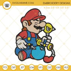 Mario Weed Bong Embroidery Designs, Super Mario Happy 420 Machine Embroidery Files