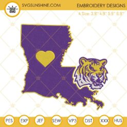 LSU Tigers Louisiana Map Machine Embroidery Designs Files