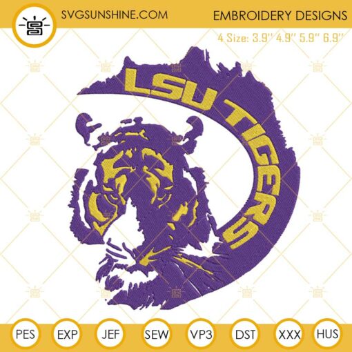 LSU Tigers Logo Machine Embroidery Designs Files