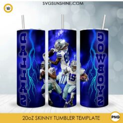 Dallas Cowboys Players Lightning 20oz Skinny Tumbler Wrap PNG, Cowboys Football Tumbler Template PNG Design