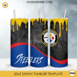 Steelers Logo 20oz Skinny Tumbler Wrap Dripping PNG, Pittsburgh Steelers Tumbler Template PNG Design